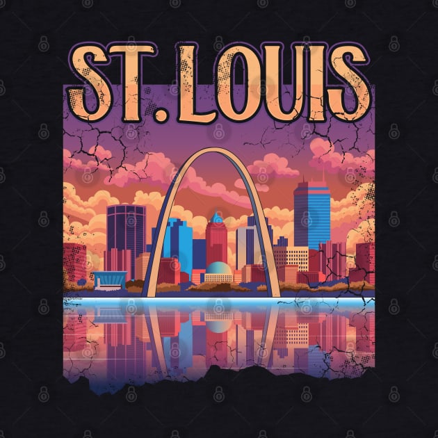 St Louis Gateway Arch City Skyline Art by E